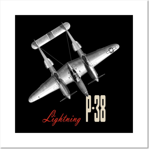 P-38 Lightning WW2 fighter aircraft airplane Wall Art by Jose Luiz Filho